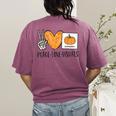 Peace Love Visuals Sped Teacher Pumpkin Skeleton Halloween Women's Comfort Colors T-Shirt Back Print Berry