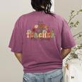 Personalized Name Teacher Mrs Young Back To School Custom Women's Comfort Colors T-Shirt Back Print Berry