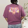 Physical Education Halloween Bow Checkered Teacher Ghost PE Women's Comfort Colors T-Shirt Back Print Berry