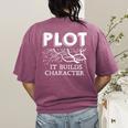 Plot It Builds Character Book Reading Teacher Women's Comfort Colors T-Shirt Back Print Berry Plot It Builds Character Book Reading Teacher Women's Comfort Colors T-Shirt Back Print Berry