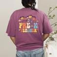 Pre-k Teacher Appreciation Teaching Wildflowers Women's Comfort Colors T-Shirt Back Print Berry