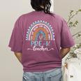 Pre-K Teacher Leopard Boho Rainbow Back To School Women's Comfort Colors T-Shirt Back Print Berry
