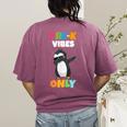 Pre-K Vibes Only Penguin Teachers Kids Back To School Women's Comfort Colors T-Shirt Back Print Berry