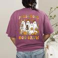 Preschool Boo Crew Halloween Teacher Ghost Costume Matching Women's Comfort Colors T-Shirt Back Print Berry