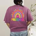 Preschool Rainbow Girls Boys Kids Teacher Back To School Women's Comfort Colors T-Shirt Back Print Berry