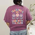 Preschool Teacher Appreciation Team Pre-K Grow With The Flow Women's Comfort Colors T-Shirt Back Print Berry