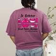 Preschool Teacher In October We Wear Pink Breast Cancer Women's Comfort Colors T-Shirt Back Print Berry