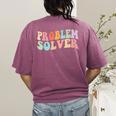Problem Solver School Work Staff Front Desk Teacher Women's Comfort Colors T-Shirt Back Print Berry