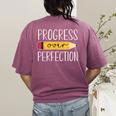 Progress Over Perfection Motivational Back To School Teacher Women's Comfort Colors T-Shirt Back Print Berry Progress Over Perfection Motivational Back To School Teacher Women's Comfort Colors T-Shirt Back Print Berry