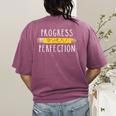 Progress Over Perfection Motivational Teacher Tee Women's Comfort Colors T-Shirt Back Print Berry