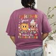 Pumpkin Spice Makes Teacher Nice Retro Fall Spooky Season Women's Comfort Colors T-Shirt Back Print Berry Pumpkin Spice Makes Teacher Nice Retro Fall Spooky Season Women's Comfort Colors T-Shirt Back Print Berry