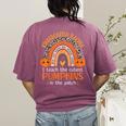 Rainbow I Teach The Cutest Pumpkins Kindergarten Teacher Men Women Women's Comfort Colors T-Shirt Back Print Berry