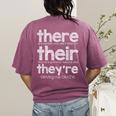 There Their They'Re English Grammar Teacher Humor Women's Comfort Colors T-Shirt Back Print Berry