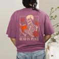 Read In Peace Skeleton Reading Book Halloween Teacher Women's Comfort Colors T-Shirt Back Print Berry Read In Peace Skeleton Reading Book Halloween Teacher Women's Comfort Colors T-Shirt Back Print Berry