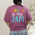 Reading Is My Jam Back To School Teacher Women's Comfort Colors T-Shirt Back Print Berry