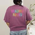 READING ROCKS English Teacher ELA ABCD Read Star Kinder Women's Comfort Colors T-Shirt Back Print Berry