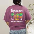 Resource Team Cactus Crew Resource Teacher Squad Women's Comfort Colors T-Shirt Back Print Berry