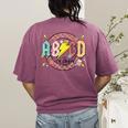 Retro ABCD Transitional Kindergarten Teacher Tour TK Teacher Women's Comfort Colors T-Shirt Back Print Berry