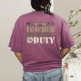 Retro Back To School Women Old Camo Preschool Teacher Women's Comfort Colors T-Shirt Back Print Berry