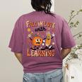 Retro Fall In Love With Learning Autumn Pumpkin Teacher Kids Women's Comfort Colors T-Shirt Back Print Berry Retro Fall In Love With Learning Autumn Pumpkin Teacher Kids Women's Comfort Colors T-Shirt Back Print Berry