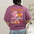 Retro Fall In Love With Learning Pumpkin Autumn Teacher Women's Comfort Colors T-Shirt Back Print Berry