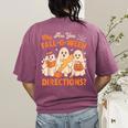 Retro Are You Fall O Ween Directions Ghost Teacher Spooky Women's Comfort Colors T-Shirt Back Print Berry