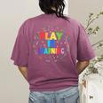 Retro Play Is Learning Teacher Back To School Women's Comfort Colors T-Shirt Back Print Berry Retro Play Is Learning Teacher Back To School Women's Comfort Colors T-Shirt Back Print Berry