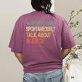 Retro Scientist Warning May Talk About Science Teacher Women's Comfort Colors T-Shirt Back Print Berry