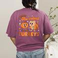 Retro I Teach The Cutest Turkey Thanksgiving Pumpkin Teacher Women's Comfort Colors T-Shirt Back Print Berry Retro I Teach The Cutest Turkey Thanksgiving Pumpkin Teacher Women's Comfort Colors T-Shirt Back Print Berry