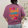 Retro Teach Love Inspire Back To School Teachers Women's Comfort Colors T-Shirt Back Print Berry Retro Teach Love Inspire Back To School Teachers Women's Comfort Colors T-Shirt Back Print Berry