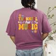 Retro Thankful For Music Floral Music Teacher Thanksgiving Men Women Women's Comfort Colors T-Shirt Back Print Berry