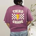 Retro Third Grade Teacher Lightning Bolt Pencil Teacher Kids Women's Comfort Colors T-Shirt Back Print Berry