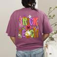 Retro Trick Or Teach Leopard Ghost Halloween Spooky Teacher Women's Comfort Colors T-Shirt Back Print Berry Retro Trick Or Teach Leopard Ghost Halloween Spooky Teacher Women's Comfort Colors T-Shirt Back Print Berry