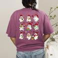 Santa Ghost Reading Books Christmas Library Teacher Women's Comfort Colors T-Shirt Back Print Berry