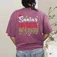 Santa's Favorite Pre-K Teacher Christmas Santa Hat Lights For Men Women Kids Women's Comfort Colors T-Shirt Back Print Berry