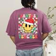 Santas Favorite Teacher Retro Groovy Smile Face Christmas Women's Comfort Colors T-Shirt Back Print Berry