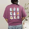 Science Teacher Ghost Laboratory Halloween Teacher Women's Comfort Colors T-Shirt Back Print Berry