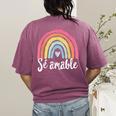 Sé Amable Spanish Bilingual Teacher Be Kind Boho Rainbow Women's Comfort Colors T-Shirt Back Print Berry