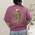 Skeleton Book Floral Skull Halloween Teacher Costume Women's Comfort Colors T-Shirt Back Print Berry Skeleton Book Floral Skull Halloween Teacher Costume Women's Comfort Colors T-Shirt Back Print Berry