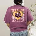 Social Studies Teacher Pencil Heart Leopard Back To School Women's Comfort Colors T-Shirt Back Print Berry