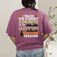 Social Studies Teacher Teach Scariest Zombies On Graveyard For Men Women Women's Comfort Colors T-Shirt Back Print Berry Social Studies Teacher Teach Scariest Zombies On Graveyard For Men Women Women's Comfort Colors T-Shirt Back Print Berry