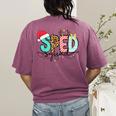 SPED Squad Special Education Teacher Autism Christmas Women Women's Comfort Colors T-Shirt Back Print Berry