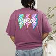 SPED Teacher Squad Lightning Bolt Special Education Women's Comfort Colors T-Shirt Back Print Berry