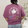 This Is My Spooky COMPUTER TEACHER Costume Don't Scare Me Women's Comfort Colors T-Shirt Back Print Berry This Is My Spooky COMPUTER TEACHER Costume Don't Scare Me Women's Comfort Colors T-Shirt Back Print Berry