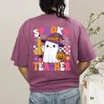 Spooky Teacher Ghost Pencil Teach Halloween Teacher Women's Comfort Colors T-Shirt Back Print Berry