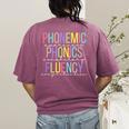 Spring Easter Reading Teacher Science Of Reading Women's Comfort Colors T-Shirt Back Print Berry
