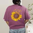 Sunflower Puzzle Pieces Autism Awareness For Mom Teacher For Women Women's Comfort Colors T-Shirt Back Print Berry