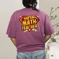 Super Math Teacher Educational Superhero Women's Comfort Colors T-Shirt Back Print Berry