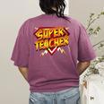 Super Teacher Superhero Back To School Teacher's Women's Comfort Colors T-Shirt Back Print Berry