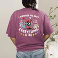 I Survived 100 Days Of School Teacher Kids Cat Lover Women's Comfort Colors T-Shirt Back Print Berry